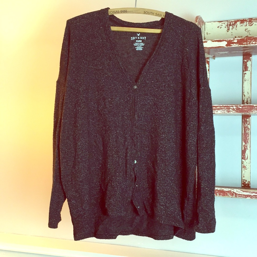 Sold - Sexy Oversized Cardi sweater charcoal